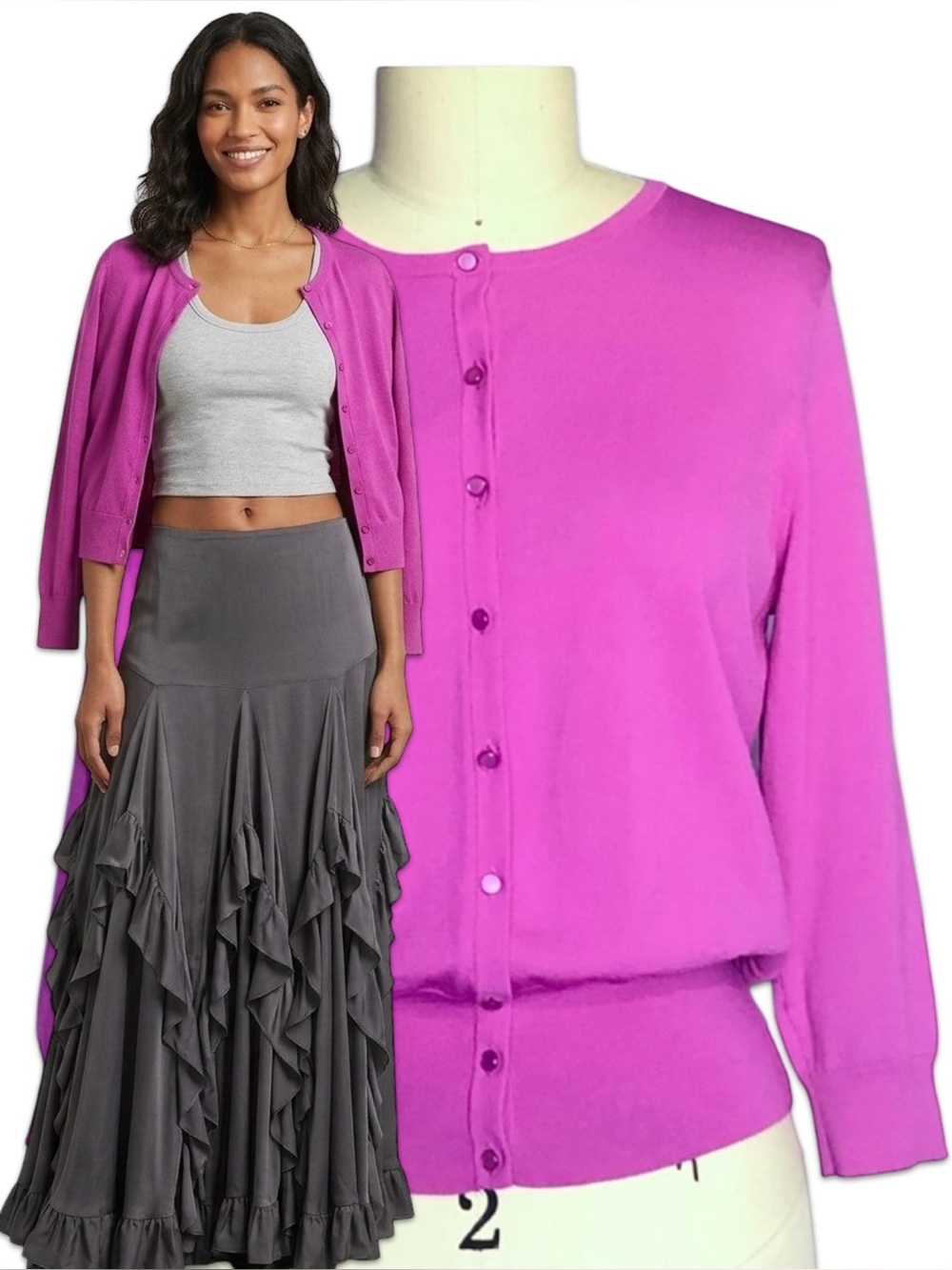 Ann Taylor Silky Knit Cropped Cardigan Pink Lilac Sweater Top Size Small S